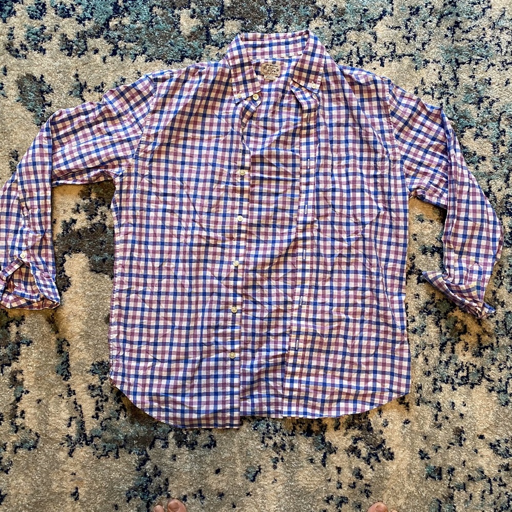 J. Crew Checkered Button Down Blue and Purple M